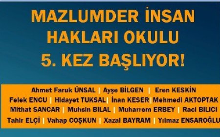 MAZLUMDER Diyarbekir İnsan Hakları Okulu 5. Kez Başlıyor.