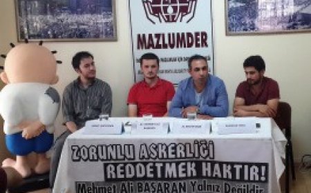 MAZLUMDER’de vicdani redçi Mehmet Ali Başaran’a destek için duruşma sonrası basın toplantısı gerçekleştirildi.