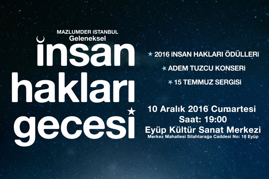 MAZLUMDER İnsan Hakları Gecesi'nde 4 Dalda Ödül Sahipleriyle Buluşacak