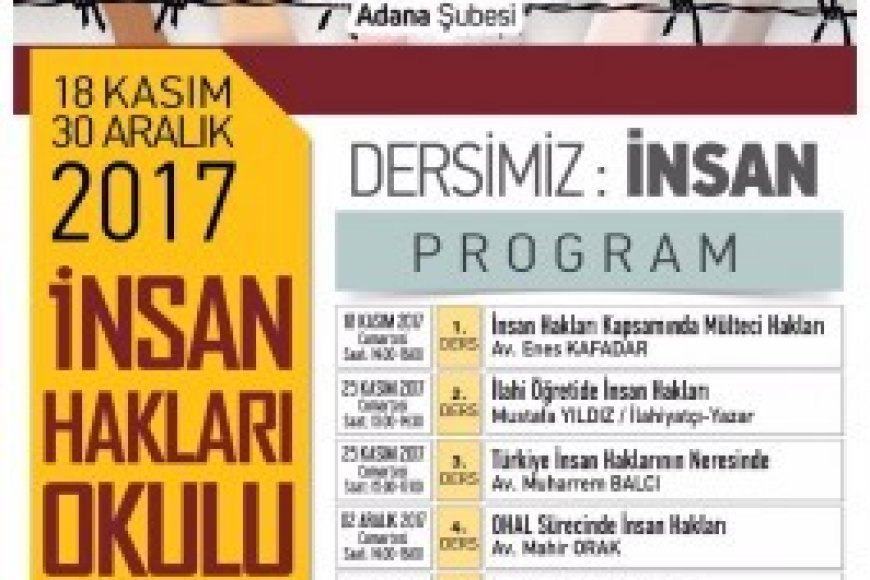 Adana Mazlumder Adana Şubesi 2017 İnsan Hakları Okulu