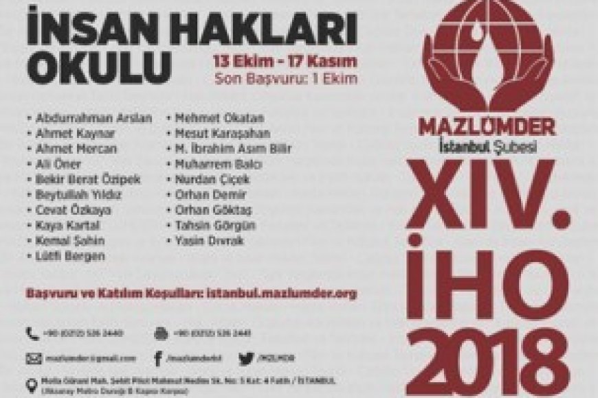 MAZLUMDER 14. İnsan Hakları Okulu Başvuruları Başladı